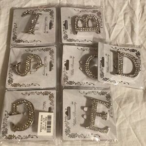 12 Silver Rhinestone Letter BROOCHES 🔥. WHOLESALE…